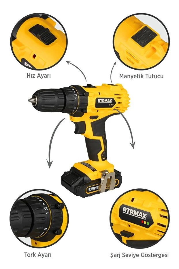 Rtm350 Şarjlı Matkap Çift Akülü 30 Nm Li-ion 2x1.5 Ah - Akü Dahil